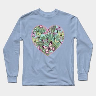 Mint Rose Butterfly Jungle Long Sleeve T-Shirt